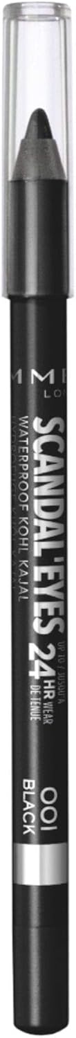 RIMMEL LONDON - Scandal'eyes Eyeliner - Waterproof Khol - 24hr Wear, Smudge-proof - Ultra Smooth & Creamy Formula - High Intensity Colour - 001 Black - 1.3g