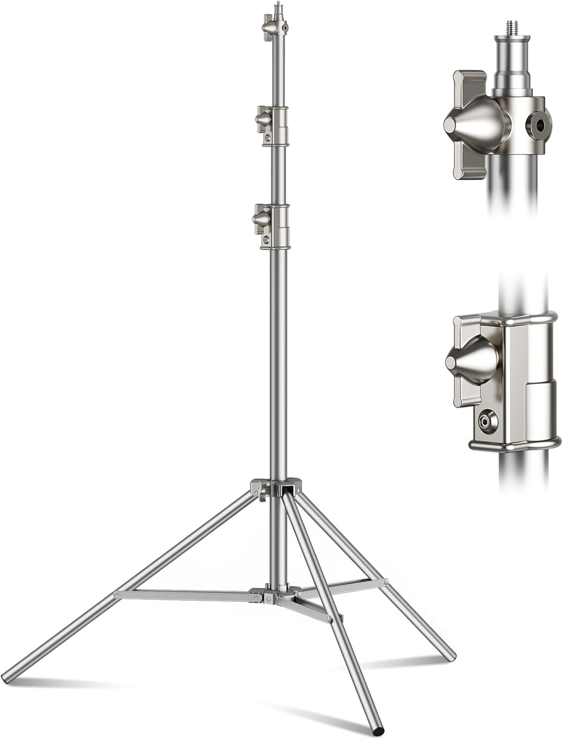 9.2 FT Stainless Steel Light Stand Photography, Heavy Duty Photography Tripod Stand with 1/4” to 3/8” Screw Adapter for Strobe,LED Video Light,Ring Light, Monolight, Softbox
