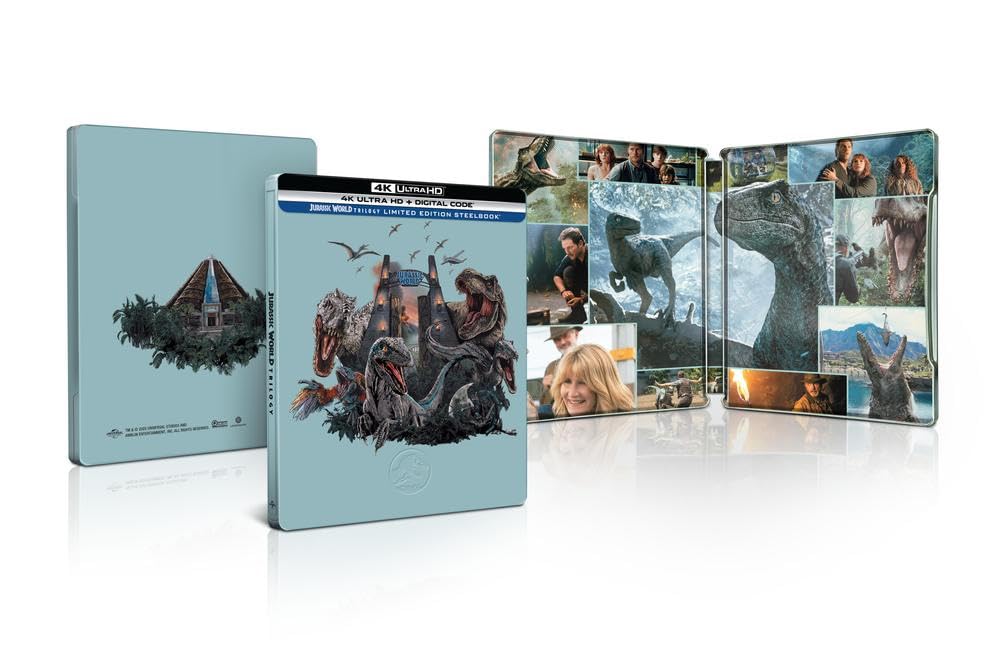Jurassic World Trilogy (Jurassic World / Jurassic World: Fallen Kingdom / Jurassic World Dominion) - Limited Edition Steelbook 4K Ultra HD + Digital