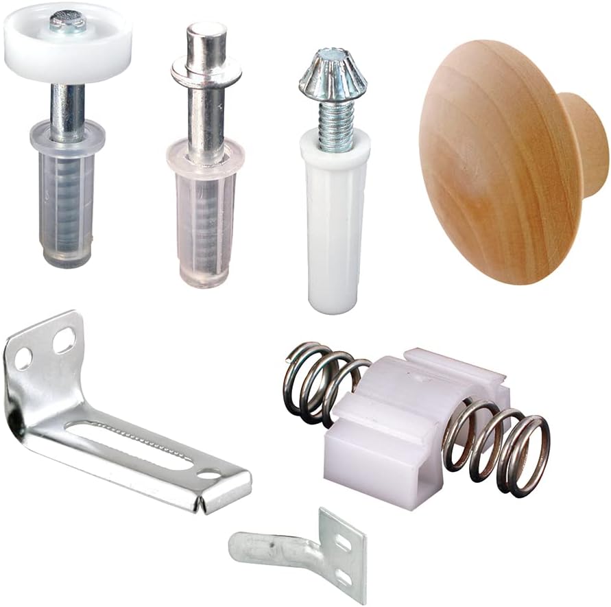 PRIME-LINE N 7283 Bi-Fold Door Kit, for Use with 7/8 in Wide Top Tracks, Mixed, Mill, 3/4 in L x 5/8 in W x 3-1/2 in D