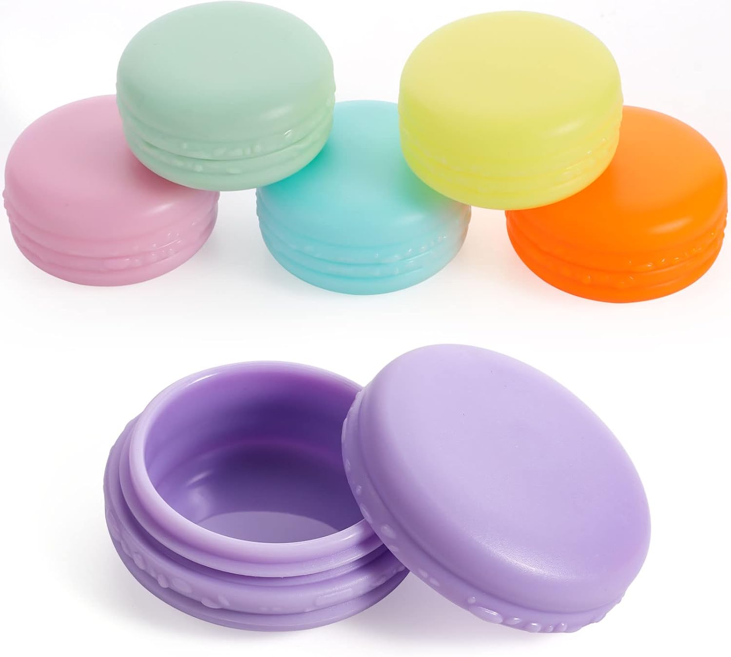 HuaJiao 6 Pack Travel Bottles, 10 ml Travel Pots for Toiletries, Sample Pots, Cosmetic Container Jars with Lids for Creams, Powders, Face Creams - 6 Color