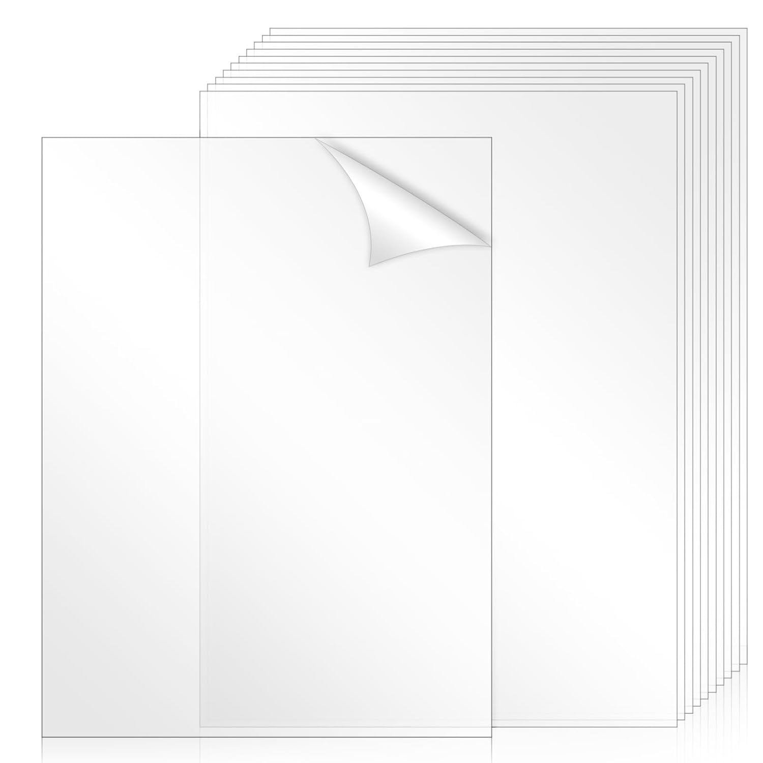 TKOnline 10 PCS Plexiglass Sheets, 8.5" x 11" x 0.02 Clear PET Sheet Panels, Clear Acrylic Plastic Sheet for Picture Frame, Invitations, Poster Frames Plastic Board ﻿