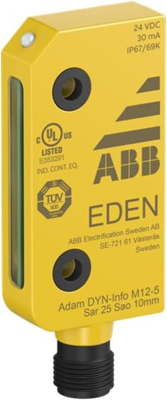 ABB Adam DYN-Info M12-5 Safety Sensor Unit, M12-5 Male Connector, IP69K, Yellow (ABB2TLA020051R5100)