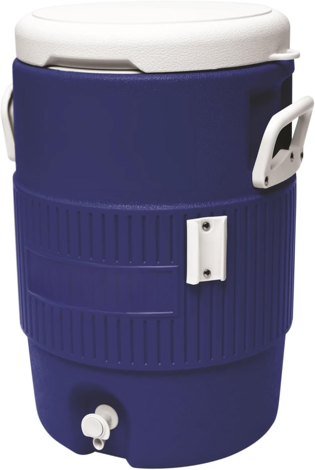 Heavy Duty Water Beverage Cooler Dispenser, Orange, Polyethylene, 5 Gallon, Insulated Container with Spigot, Side Handles (Blue)