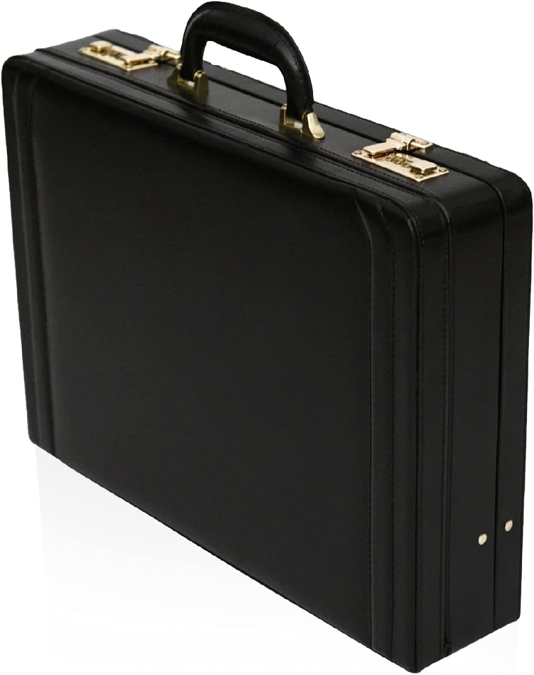 Tassia Briefcases - Medium Leather Executive Attache Case Briefcase - Luxury Suede Interior & Twin Combination Locks - Laptop Hand Luggage Pilot Case