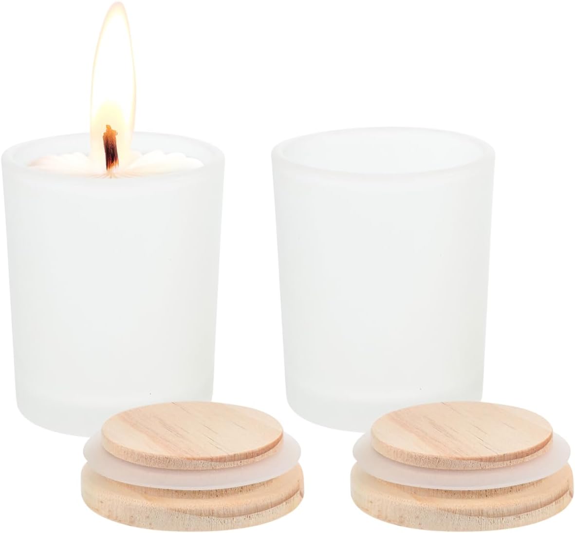 DOITOOL Candle Cup Glass Candle Cup Set 2 pcs Empty Containers for Diy Making Scented Holder for Home Bedroom Office and Holiday Party Decoration