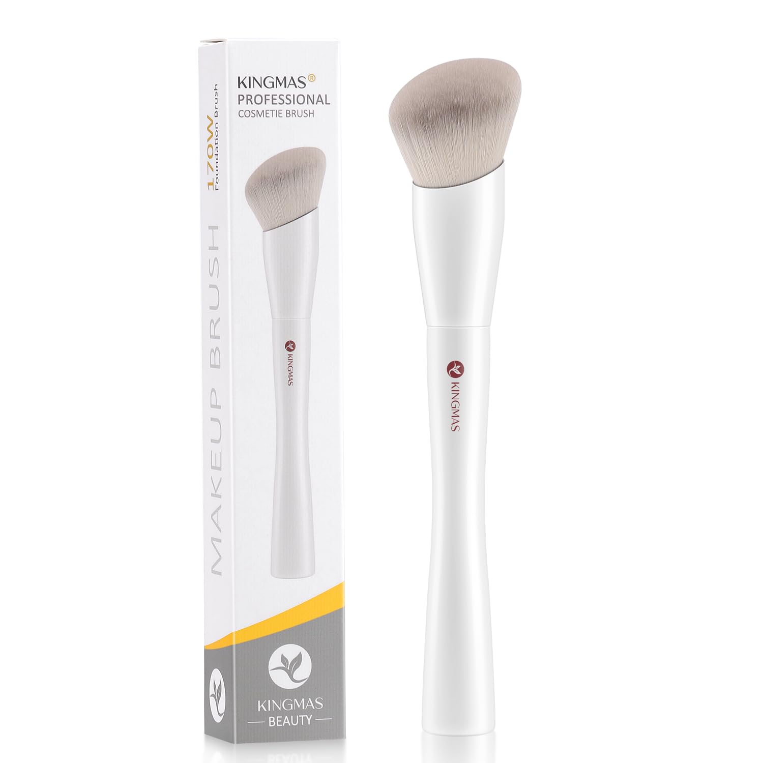 KINGMAS Foundation Brush, Angled Kabuki Contour Makeup Brush for Liquid, Blending, Cream, Powder, Blush Buffing Stippling Face Makeup Tools (170)