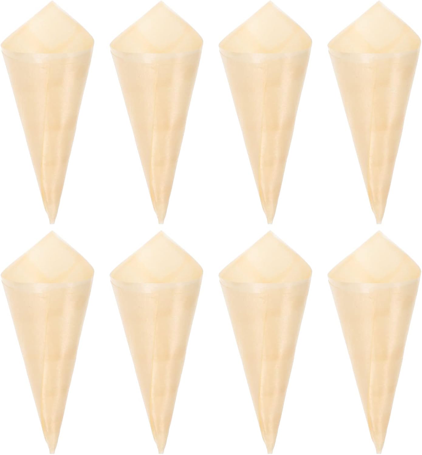 Toddmomy Wooden Veneer Roll 50Pcs Ice Cream Cone Cups - Elegant Snack Serving Container for Parties Weddings and Events