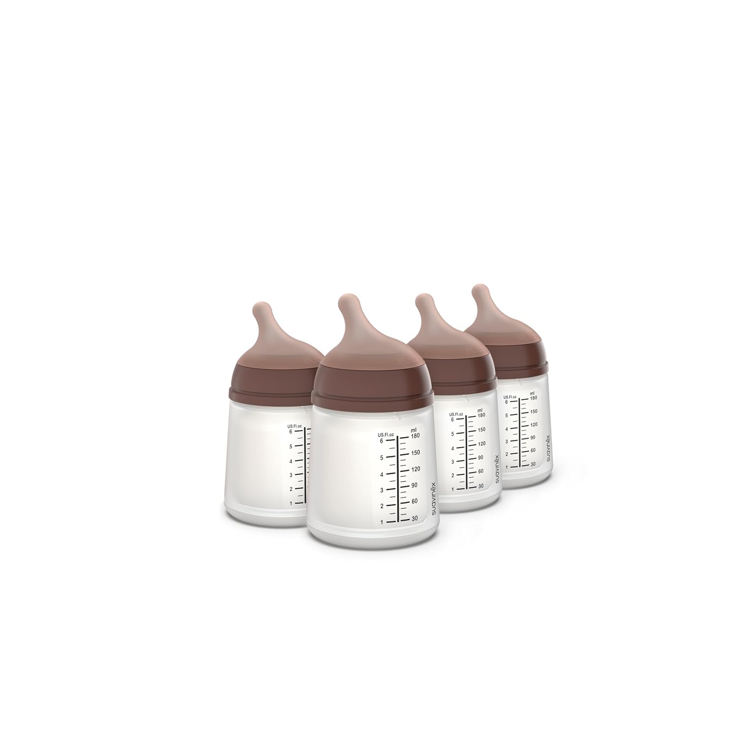 Suavinex Zero Zero Anti Colic Baby Bottle, No 1 Spanish Baby Bottle Brand, Minimizes Bottle Rejection & Nipple Confusion, Perfect for Breastfeeding Babies, Adaptable Flow, 4 Pk 6 oz, Deep