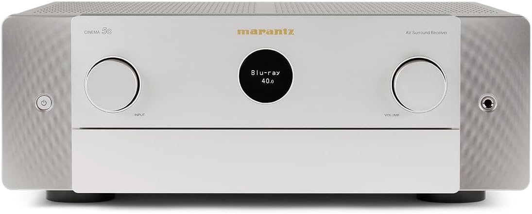 Marantz Cinema 50 9.4 Channel 8K Home Theater Receiver with Dolby Atmos, DTS:X, and HEOS Built-In (Silver/Gold)