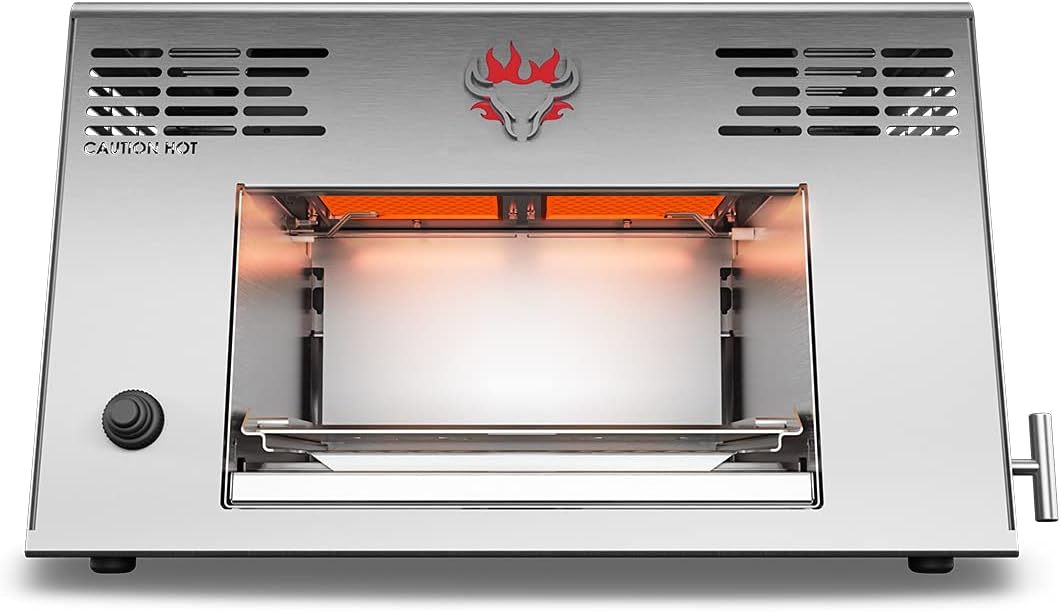 Schwank 1500°F Portable Infrared Grill, Stainless Steel with Dual Burners - Steakhouse Maillard Tech for Quick Juicy Steaks, Ideal for Backyard, Camping & Tailgating. (Natural Gas)