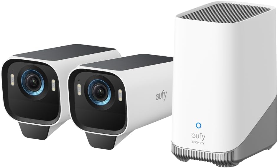 eufy Security eufyCam S3 Pro 2-Cam Kit Solar Security Camera Outdoor Wireless with Solar Panel, Colour Night Vision, 4K, Forever Power 2.0, Face Recognition AI, Expandable Local Storage No Monthly Fee