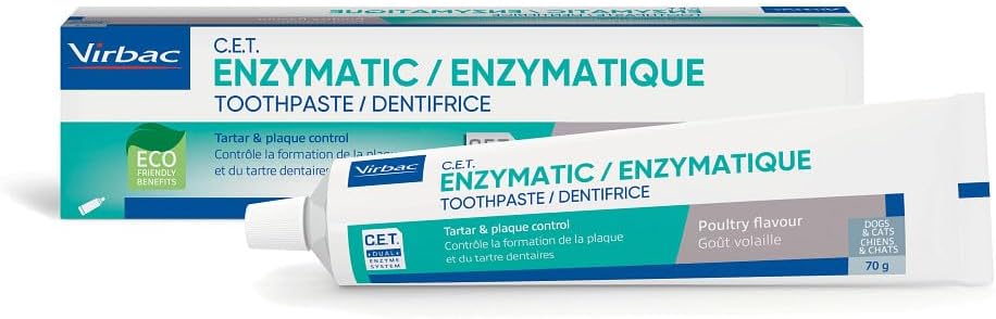 Virbac Enzymatic Cat & Dog Toothpaste | Plaque & Tartar Removal | 70g Tube | Enzymatic toothpaste for dogs & cats; helps reduce plaque & tartar and freshen breath; 70g