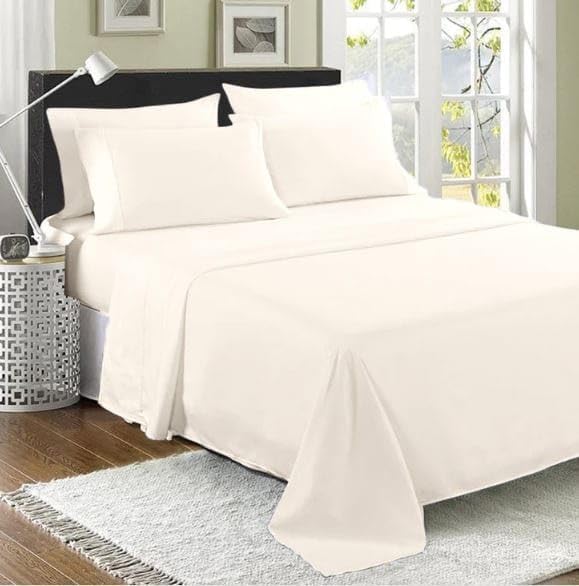 Filo Magico 100% Egyptian Cotton Flat Sheet, 200 Thread Count Ultra-Soft Long Staple Bed Sheet, Luxury Hotel Quality Bedding Sheet, Shrinkage & Fade Resistant Top Sheet- Easy Care (King, Cream)