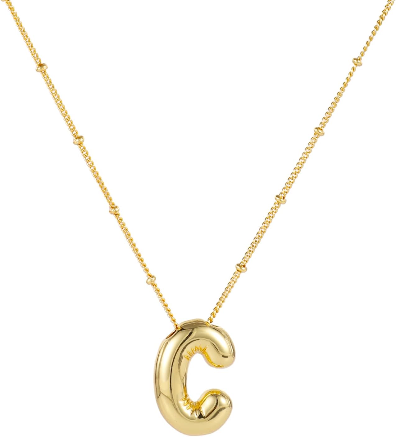 BOXOB Necklace, 14k Gold Plated Balloon Initial Necklace Personalized Balloon Alphabet Pendant Necklaces Jewelry Gift for Women Girls