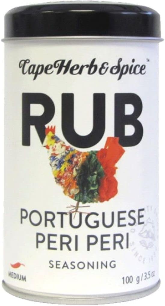 Cape Herb & Spice Rub Portuguese Peri Peri Seasoning Condiment, Chilli Rating Medium, 100 g Tin (Pack of 1)