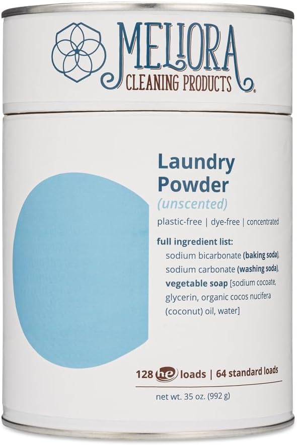 Meliora Cleaning Products Laundry Powder Detergent (128 HE Loads), Unscented