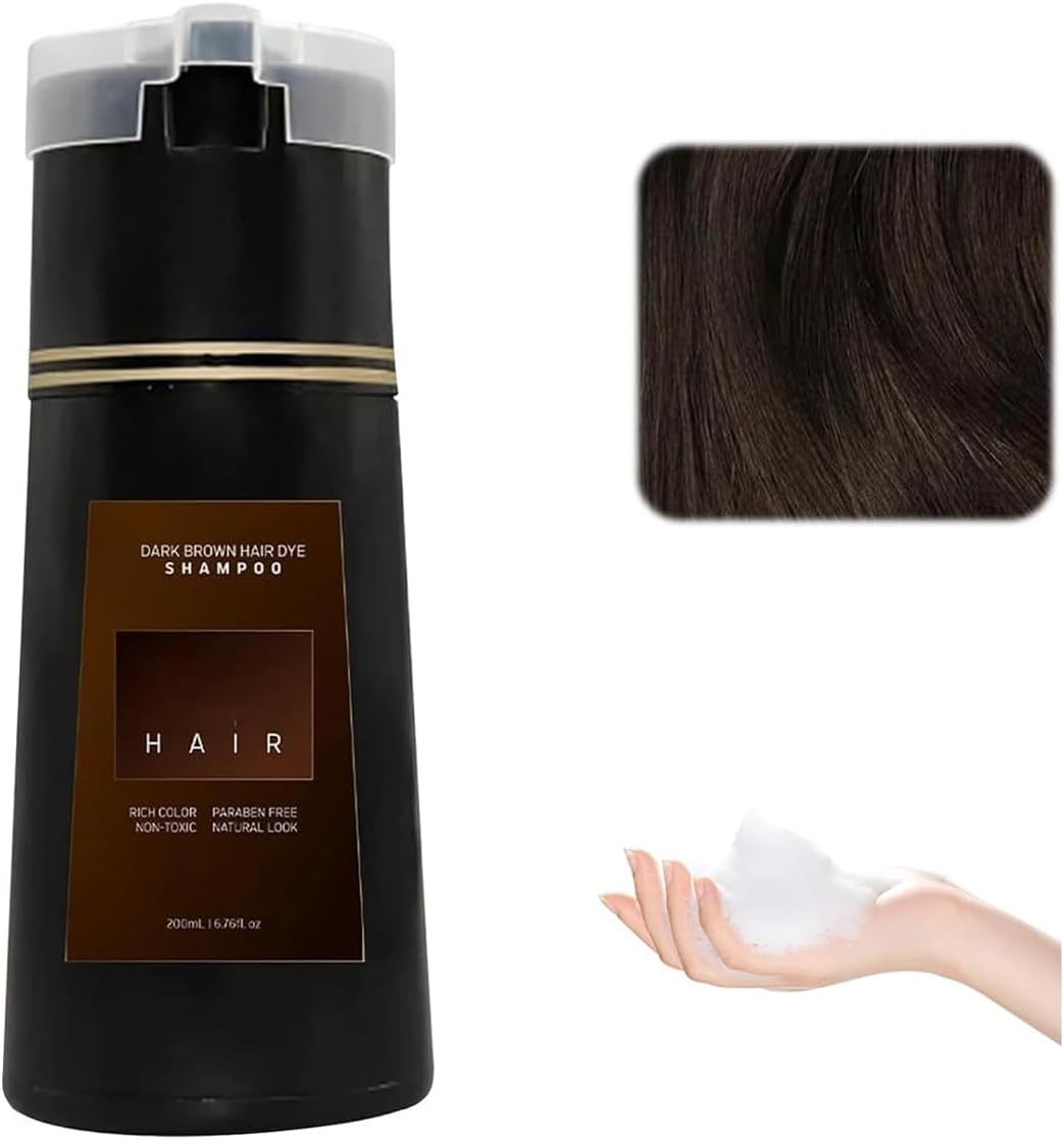 Nova Hair Instant Dye Shampoo,Refresh Hair Instant Herbal Coloring Shampoo,Natural Plant Hair Instant Dye Shampoo,Hair Color Shampoo for Gray Hair for Women and Men (Dark Brown)