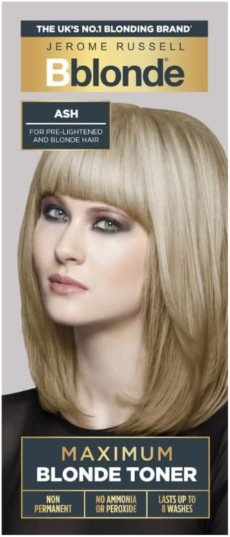Jerome Russell Bblonde Ash Maximum Blonde Toner – Non-Permanent Hair Toner for Pre-Lightened & Blonde Hair Colour, Ash Hair Dye with No Ammonia or Peroxide, Lasts 8 Washes, 75ml