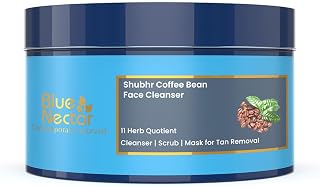 Blue Nectar Coffee Bean Natural Cleanser, 3-in-1 Cleanser, Face Scrub & Face Pack for Skin Repairing & De tan Removal, 100% Natural with Multani Mitti Powder (3.52 Oz11 Herbs)