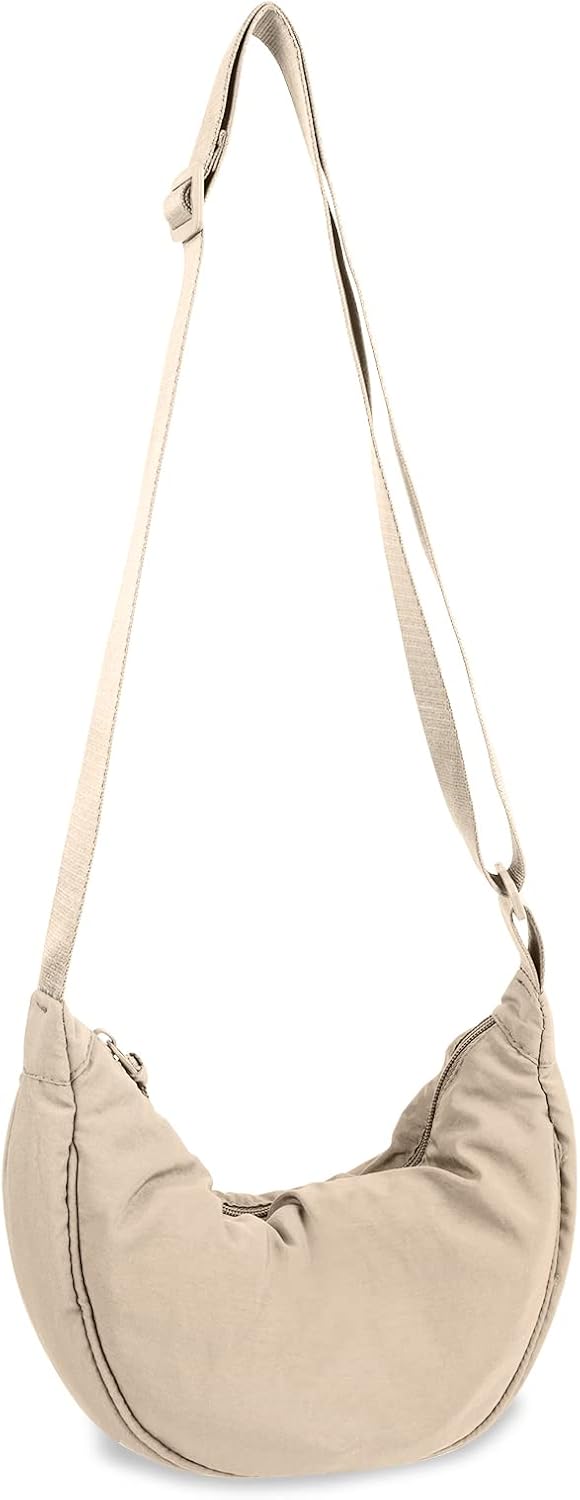 Nylon Crescent Crossbody Bag for Women Purses Trendy Men,Small Travel Sling Bag Hobo