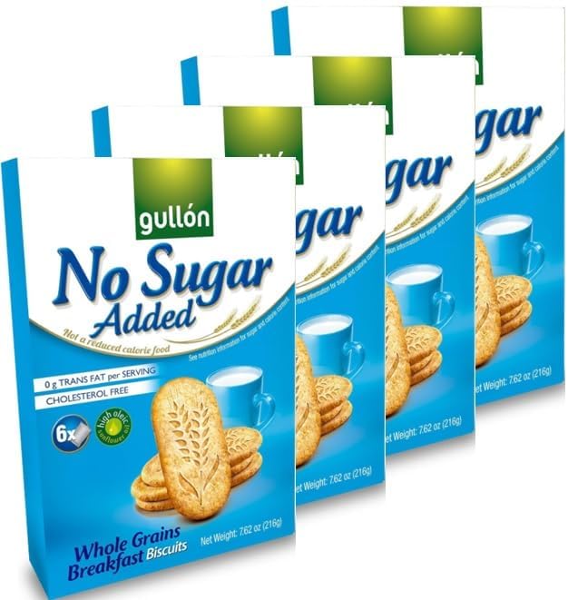 Gullon No Added Sugar Whole Grains Breakfast Biscuits 216g, Cholesterol Free, Ideal for Diabetics & Healthier Eating Lifestyles, Perfect for gifting to friends and family on all occasions (3)