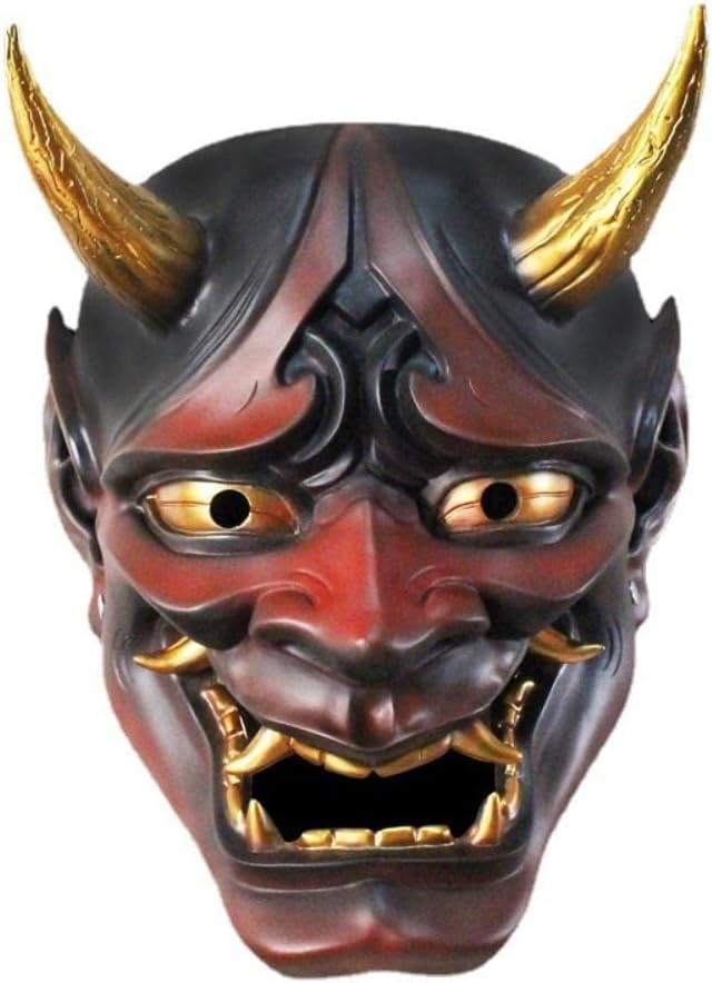SASKATE Japanese Hannya Mask, Resin Horror Demon Ghost Mask, Samurai Ghost Mask, Japanese Horror Demon Mask, for Stage Performance Props Halloween