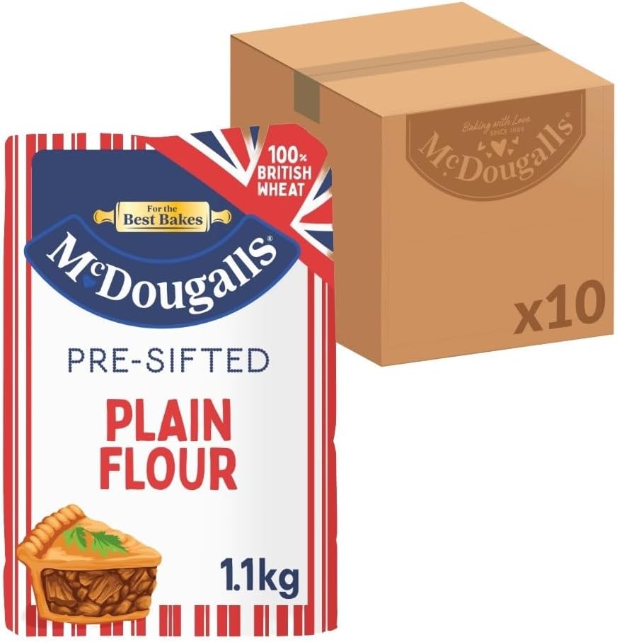McDougalls Pre-Sifted Plain Flour, 1.1 kg, 10 Bags (1-Pack)