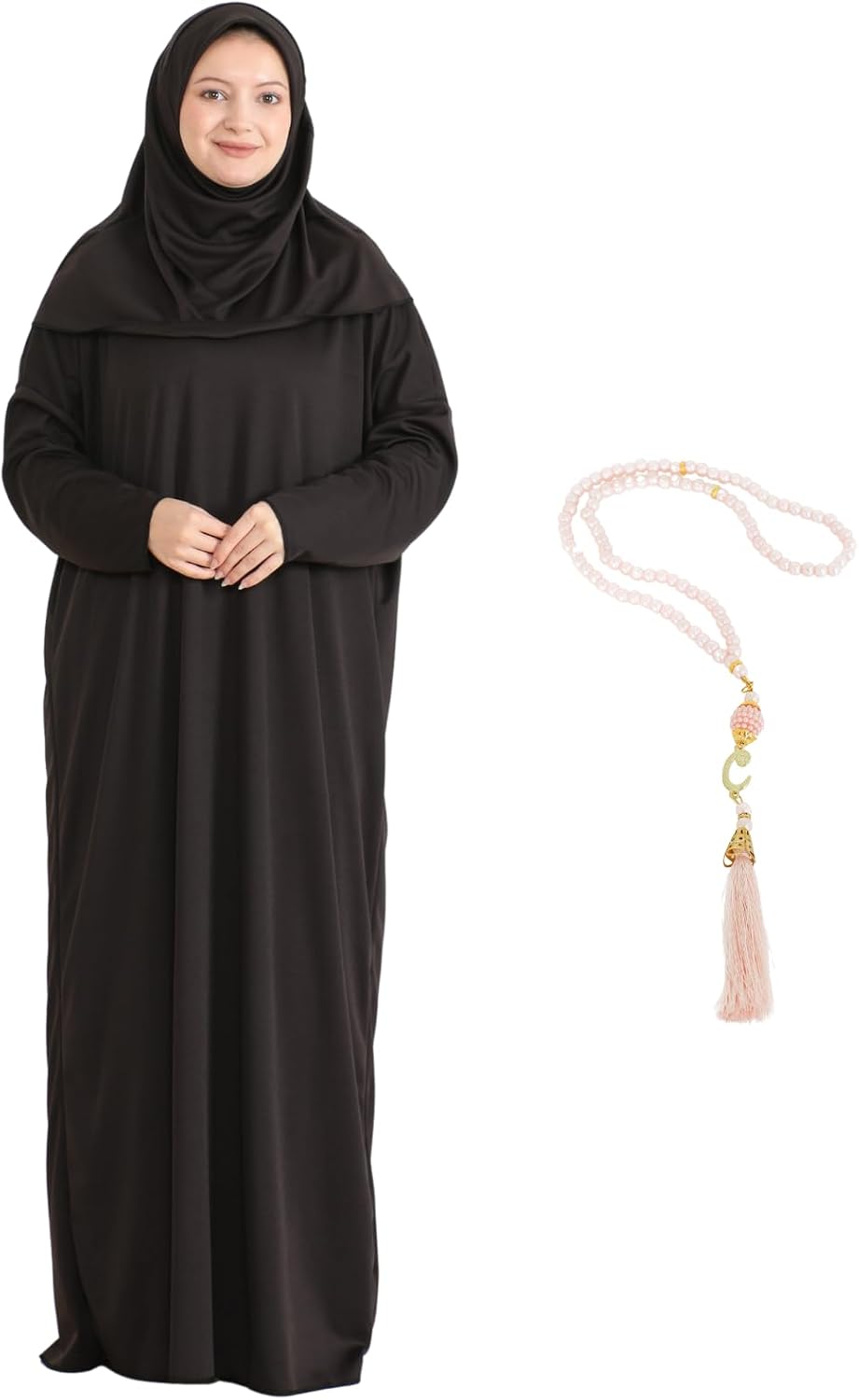 Women Prayer Clothes With Hijab Muslim Outfits Long Robe Abaya Turkish Islamic Dresses Dubai Kaftan With Rosary