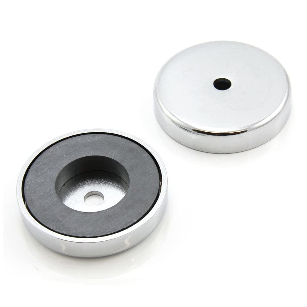 Ferrite Pot Magnet for Arts, Crafts, Model Making, DIY, Hobbies, Office, and Home - 50mm dia x 10mm thick x 8.5mm hole - 15.8kg Pull