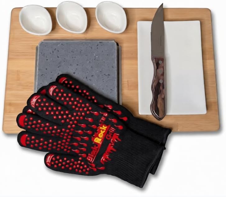 Black Rock Grill Steak Lava Stone Cooking Gift Set for Tabletop