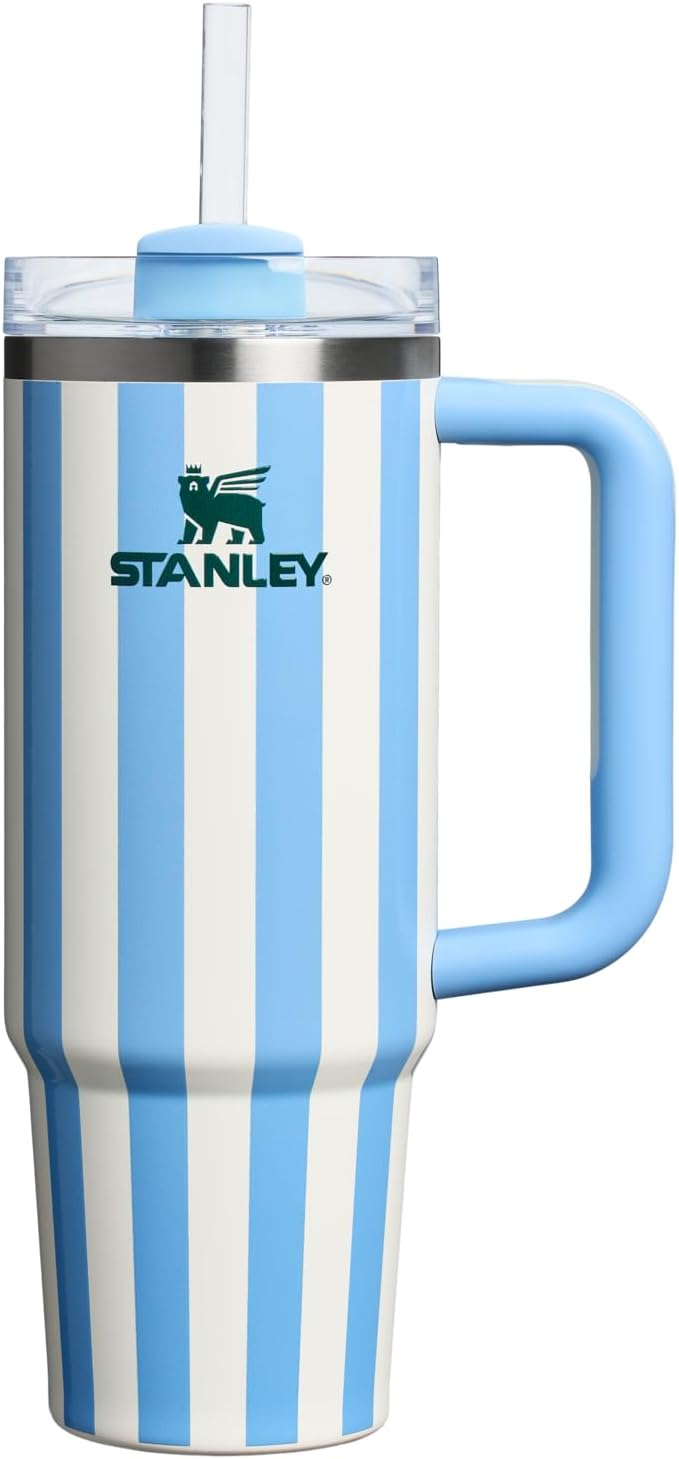 STANLEY Quencher H2.0 Tumbler with Handle and Straw 30 oz | Flowstate 3-Position Lid | Cup Holder Compatible for Travel | Insulated Stainless Steel Cup | BPA-Free | Cornflower Cabana Gloss