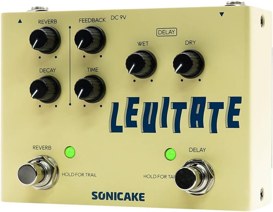 SONICAKE Digital Delay and Reverb Guitar Pedal 2 in 1 Guitar Effects Pedal Levitate