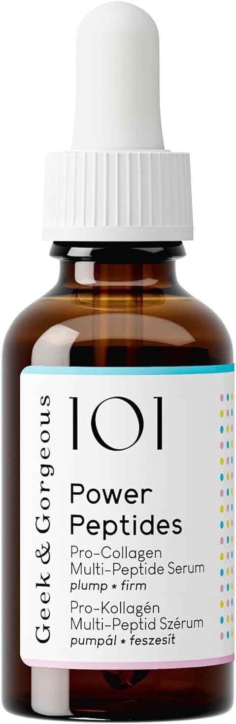 Geek & Gorgeous Power Peptides Serum – Anti-aging serum with multi-peptides to promote firmer skin, reduce wrinkles, and improve elasticity. Enhances skin’s natural renewal process – 30 ml.