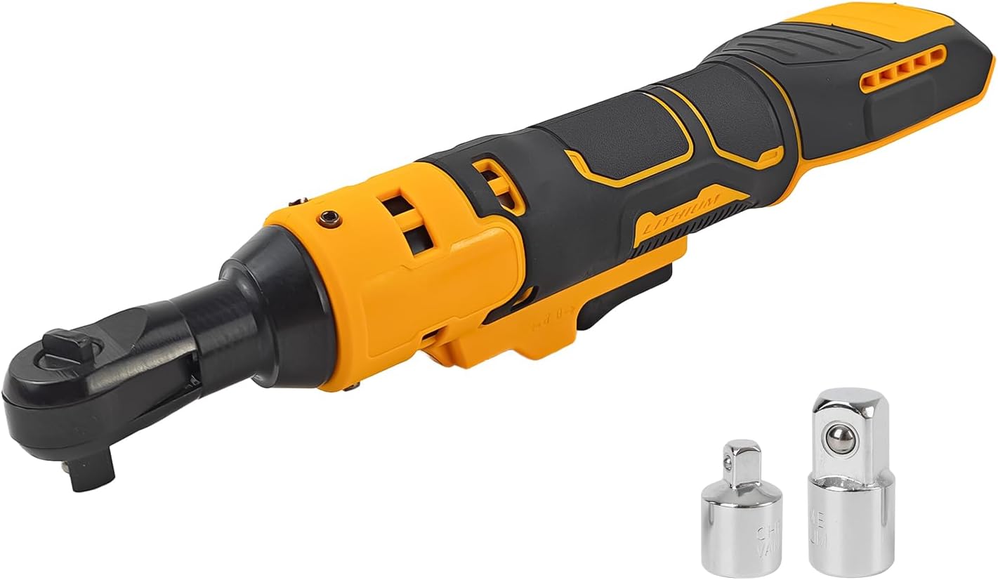3/8" Cordless Ratchet Wrench Compatible with Dewalt 20V, Electric Ratchet with 1/4" Adapter & 1/2" Adapter, 280RPM 80 Nm Powered Impact Ratchet for Bicycle & Car Maintenance