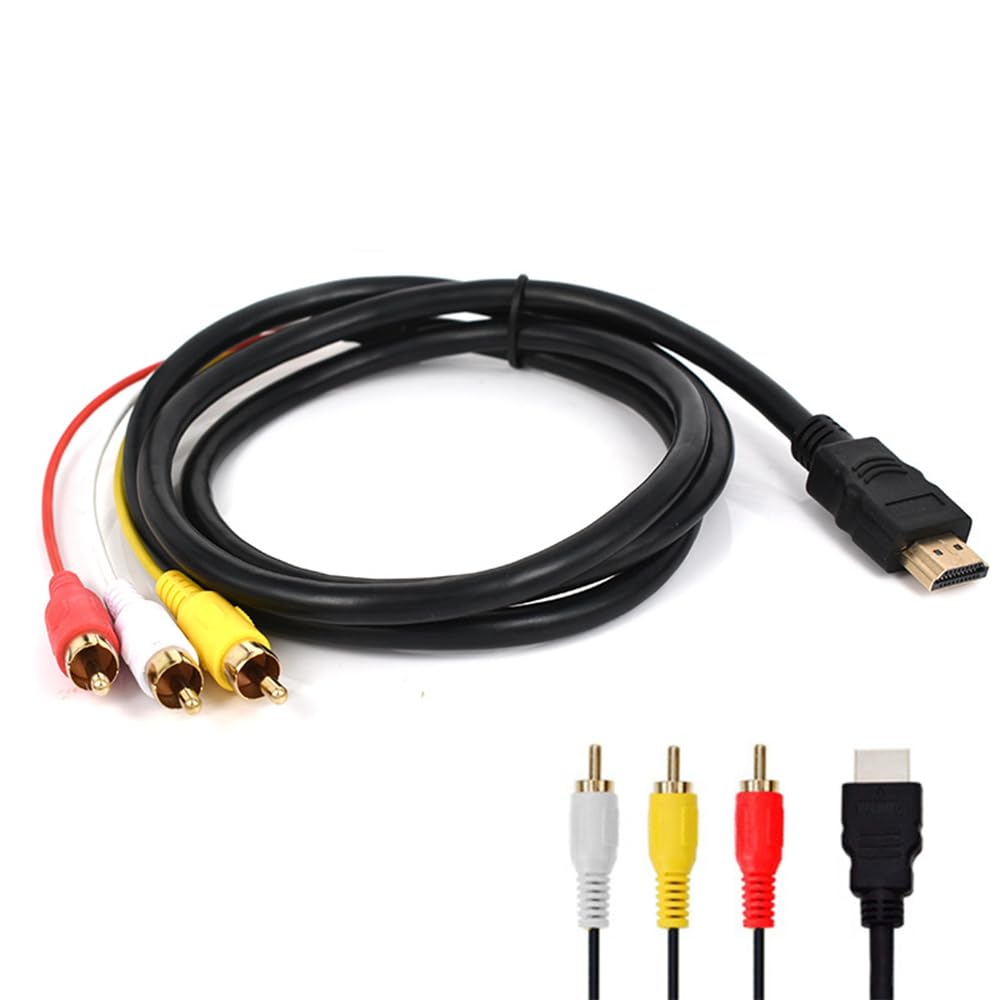 Sooiiyu HDMI to RCA Cable, 5ft/1.5m, HDMI to 3RCA Video Audio AV Cable Connector Adapter Cable Transmitter, for TV HDTV DVD, Black