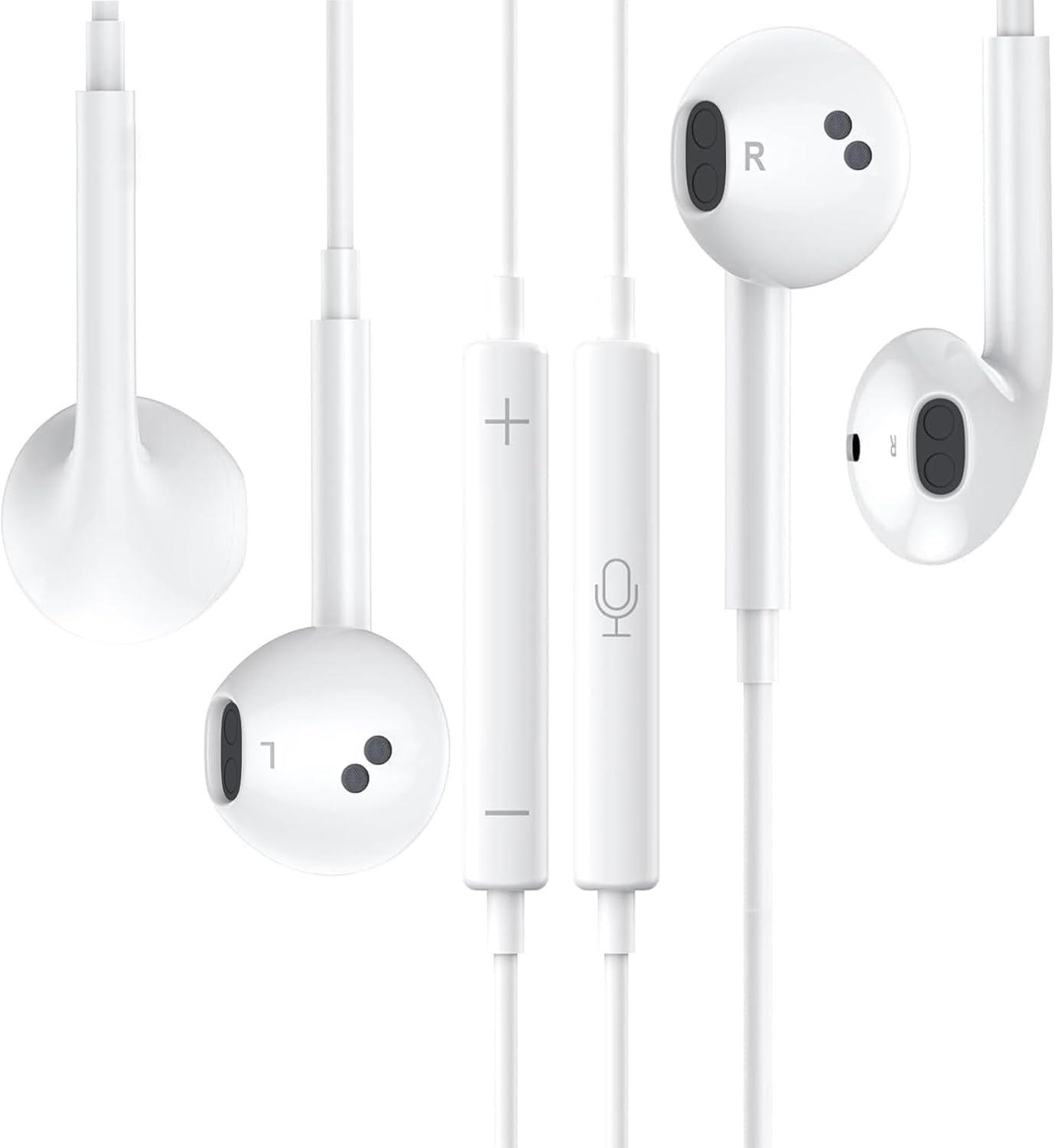 2 Packs Wired Headphones，Lilltning Earbuds for iPhone 14/13/12/11/XR/X/8/7/SE/Pro/Pro Max，for iPhone Earphones Wired Nosie Reduction Built-in Microphone&Volume Control Headsets，Support All iOS System