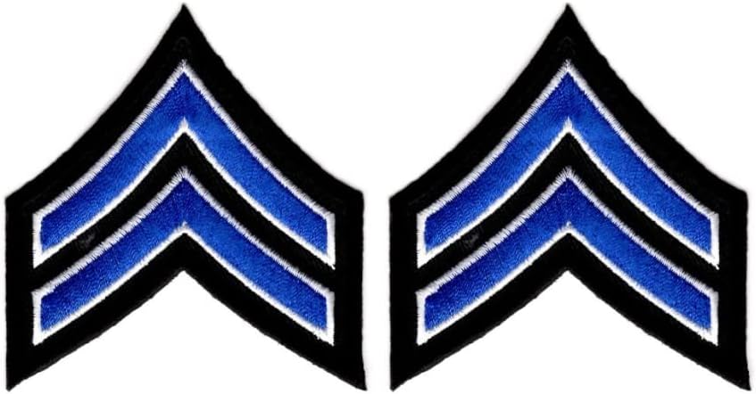 Uniform Chevrons - Royal/White on Black - 3-inch Wide - Corporal - Pair