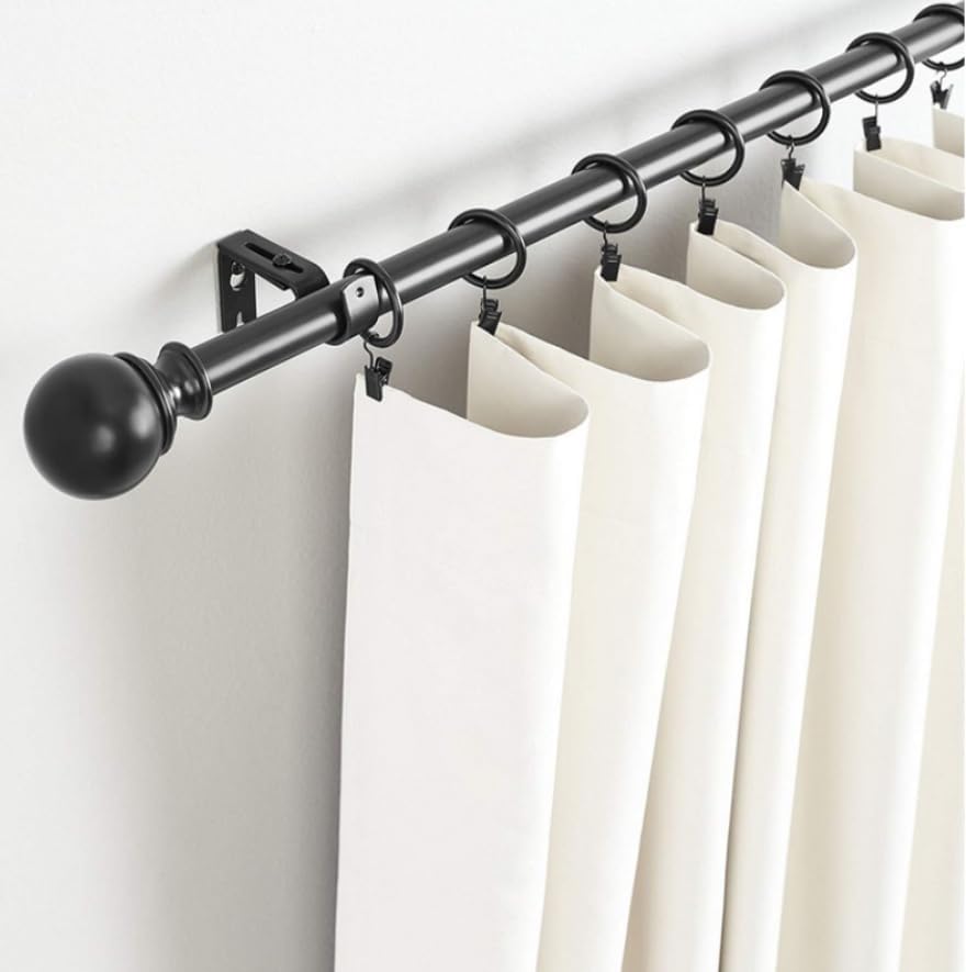 2 in 1 Stainless Steel Round Curtain Hooks with Removable Clips, Used for Curtains, Hanging Party Lights, Photo Camping Tents, Art Craft Displays, Garden Courtyards Decoration, 2.4' Black 100 Pack