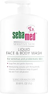 Sebamed Liquid Face and Body Wash for Sensitive Skin, pH 5.5, Mild Gentle Hydrating Cleanser, Hypoallergenic Body Wash for Men and Women, Dermatologist Recommended, 33.8 Fluid Ounces (1 Liter)