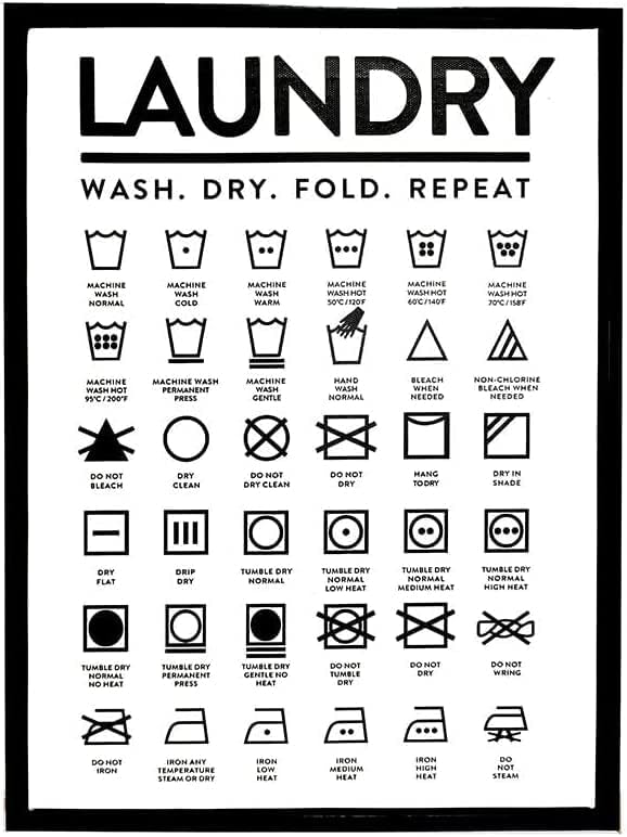 Nufar Laundry Symbols Guide Laundry Room Tin Sign Metal Wall Art Iron Painting for Indoor Outdoor Home Decor Room Door Accessories Poster Gifts 12x16 Inch