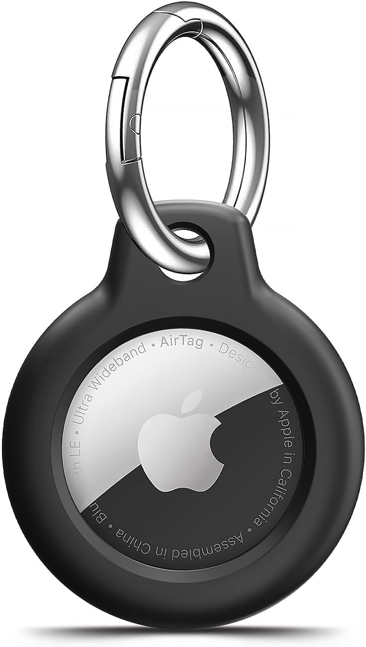 for Airtag Holder Case with Keychain, Shockproof GPS Cover Anti-Scratch Key Chain for Air Tags, for Airtag Accessories for GPS Item Tracker Cases for Bags, Luggages, Black