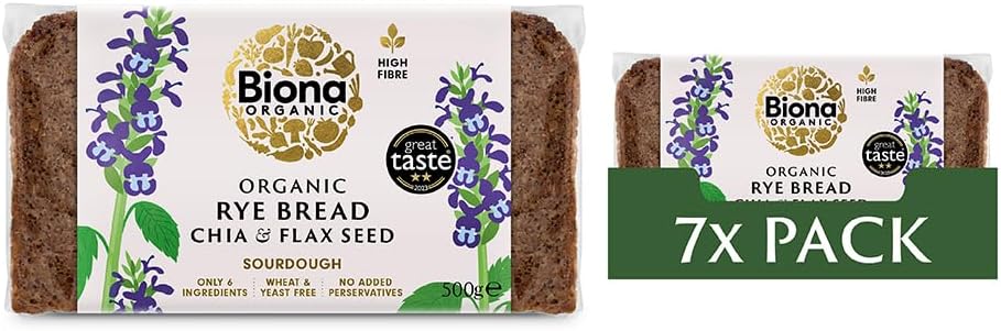 Biona Rye Chia and Flax Bread Organic 500g (Pack of 7)