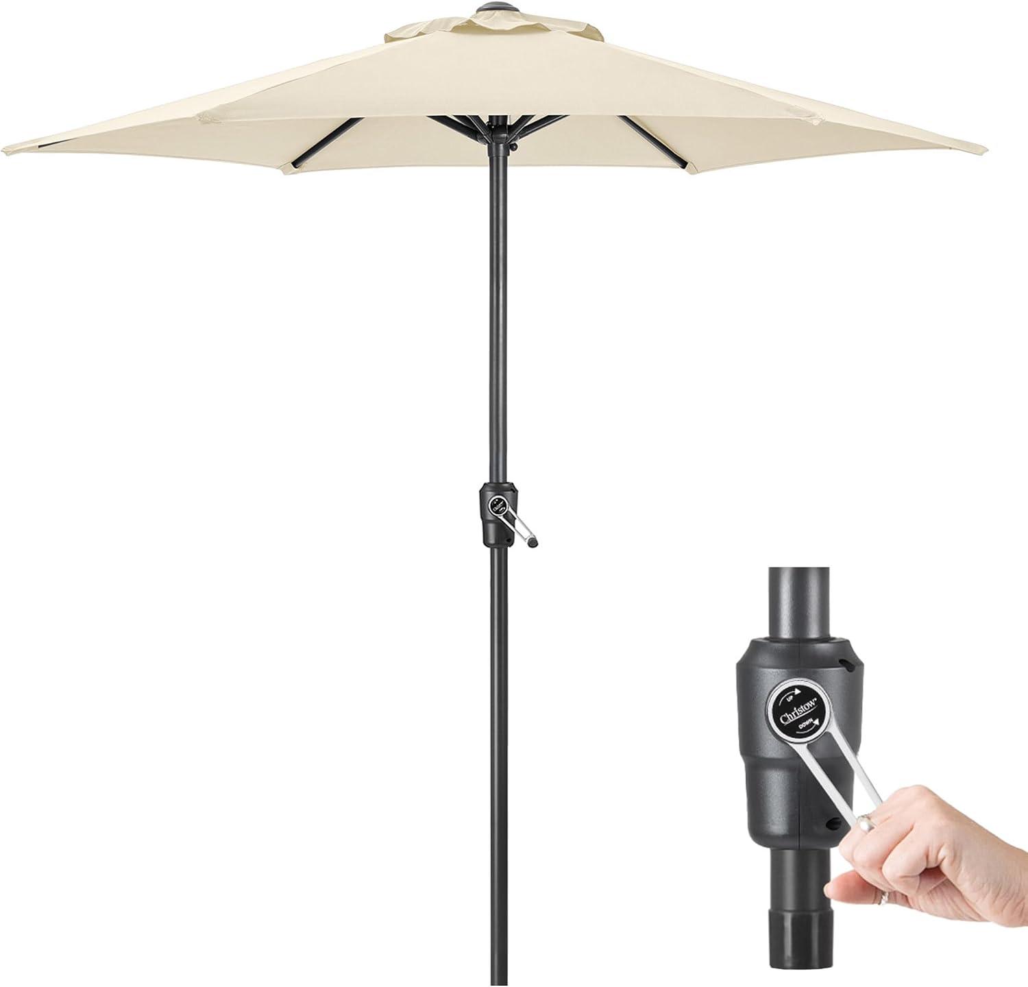 CHRISTOW Garden Parasol, Steel Pole