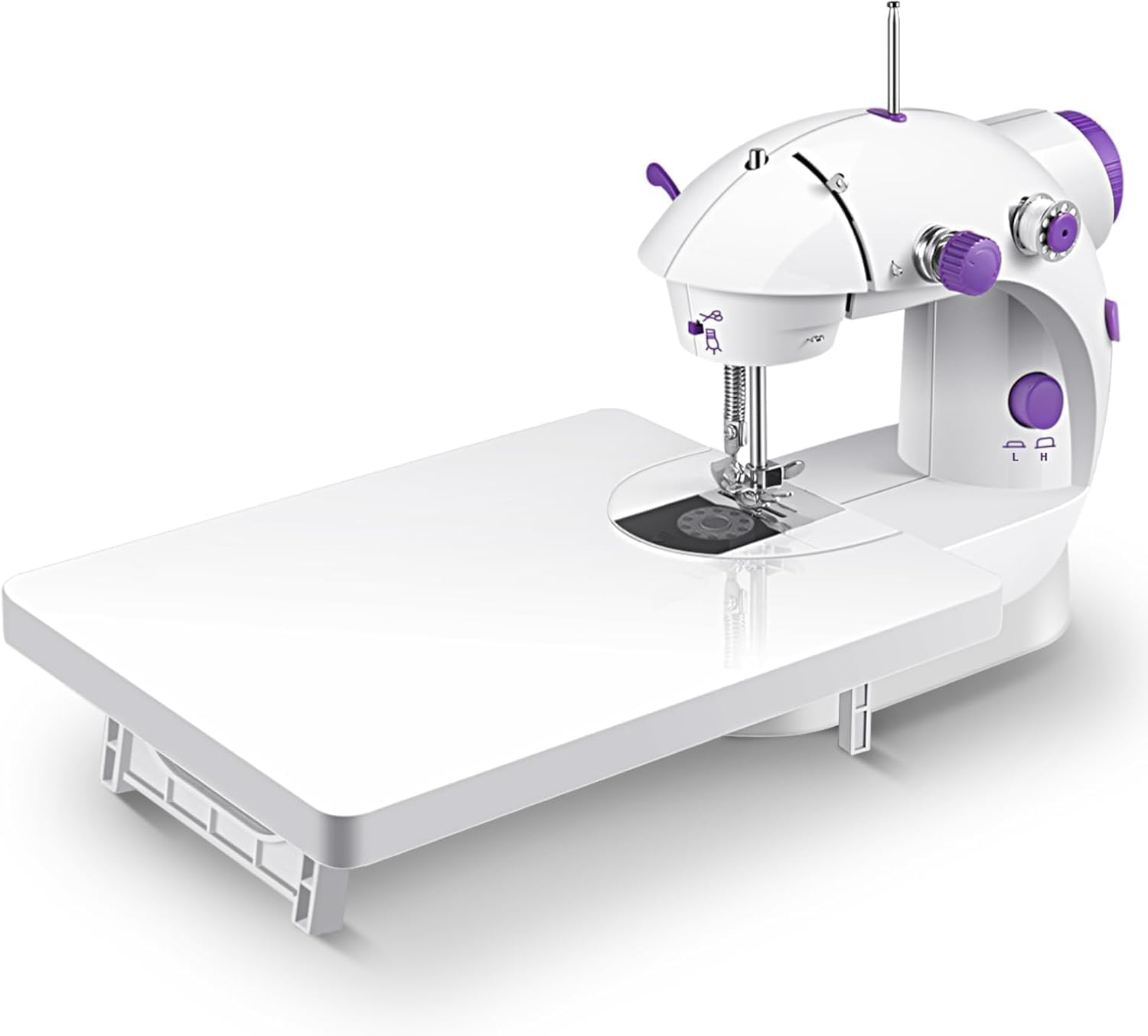 Jack's Classic Portable Sewing Machine with Telescopic Table and Built-in Light, Suitable for Beginners or Professionals, Small, White