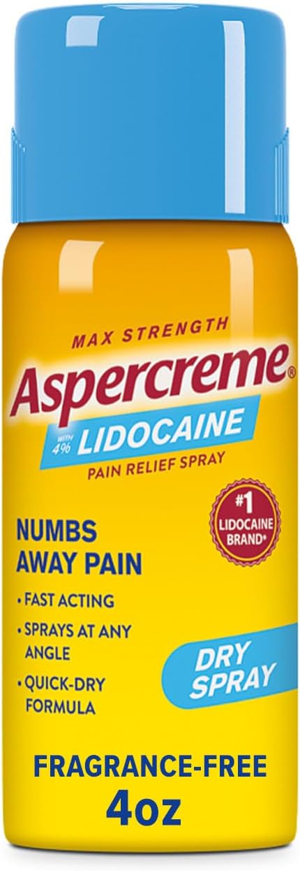 Aspercreme Lidocaine Dry Spray, Soothes Aggravated Nerves, 4 oz.
