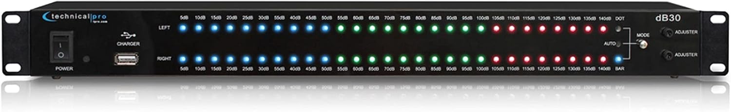 Technical Pro DB30 1U Rack Mount dB Decibel Meter Display+8 Outlet Power Supply