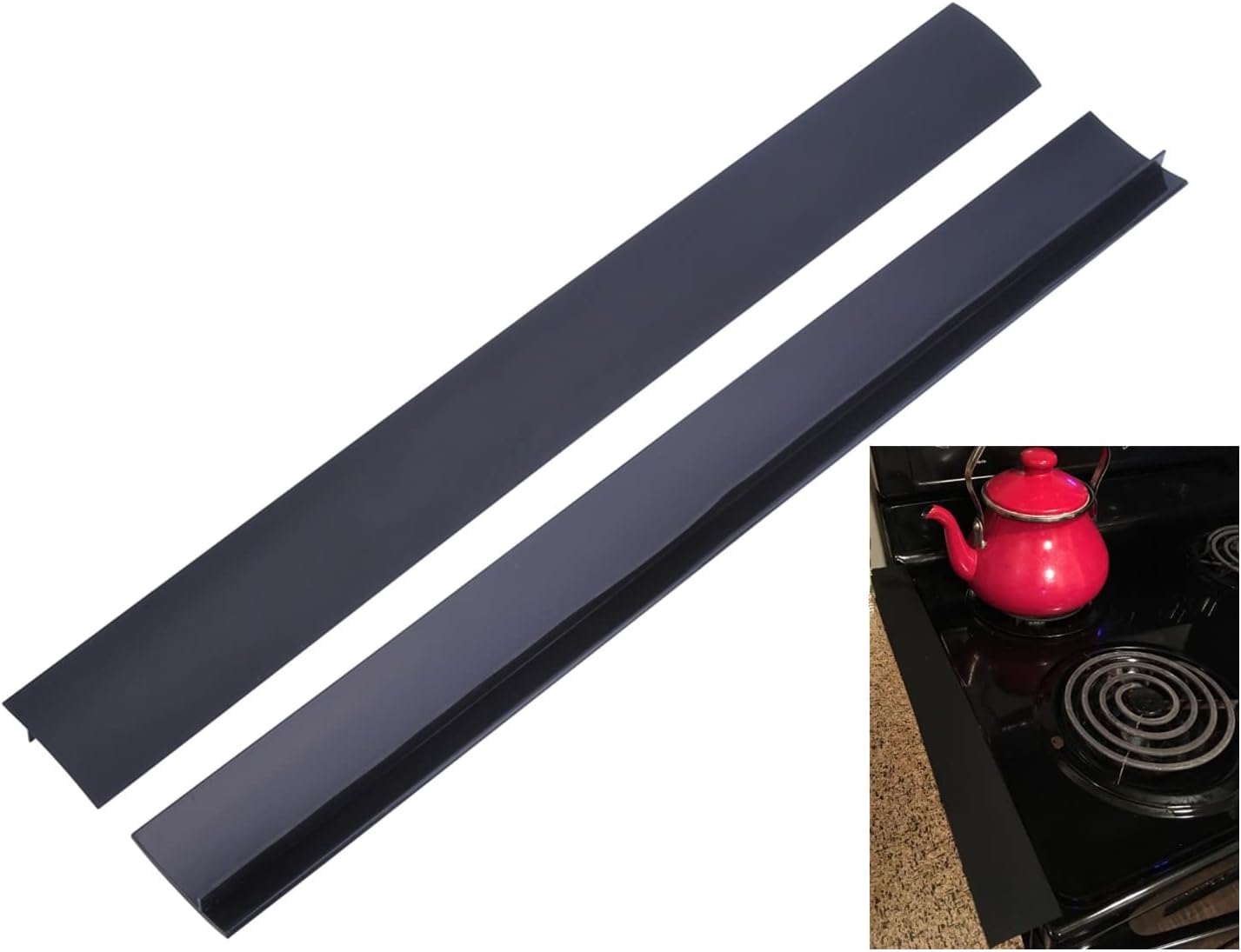 Stove Gap Covers (2 pack), Easy to Clean Gap Fillers Between Counters and Stovetops, Oven, Washer,Furniture Easy to Install Heat Resistant, Black 25 Inches