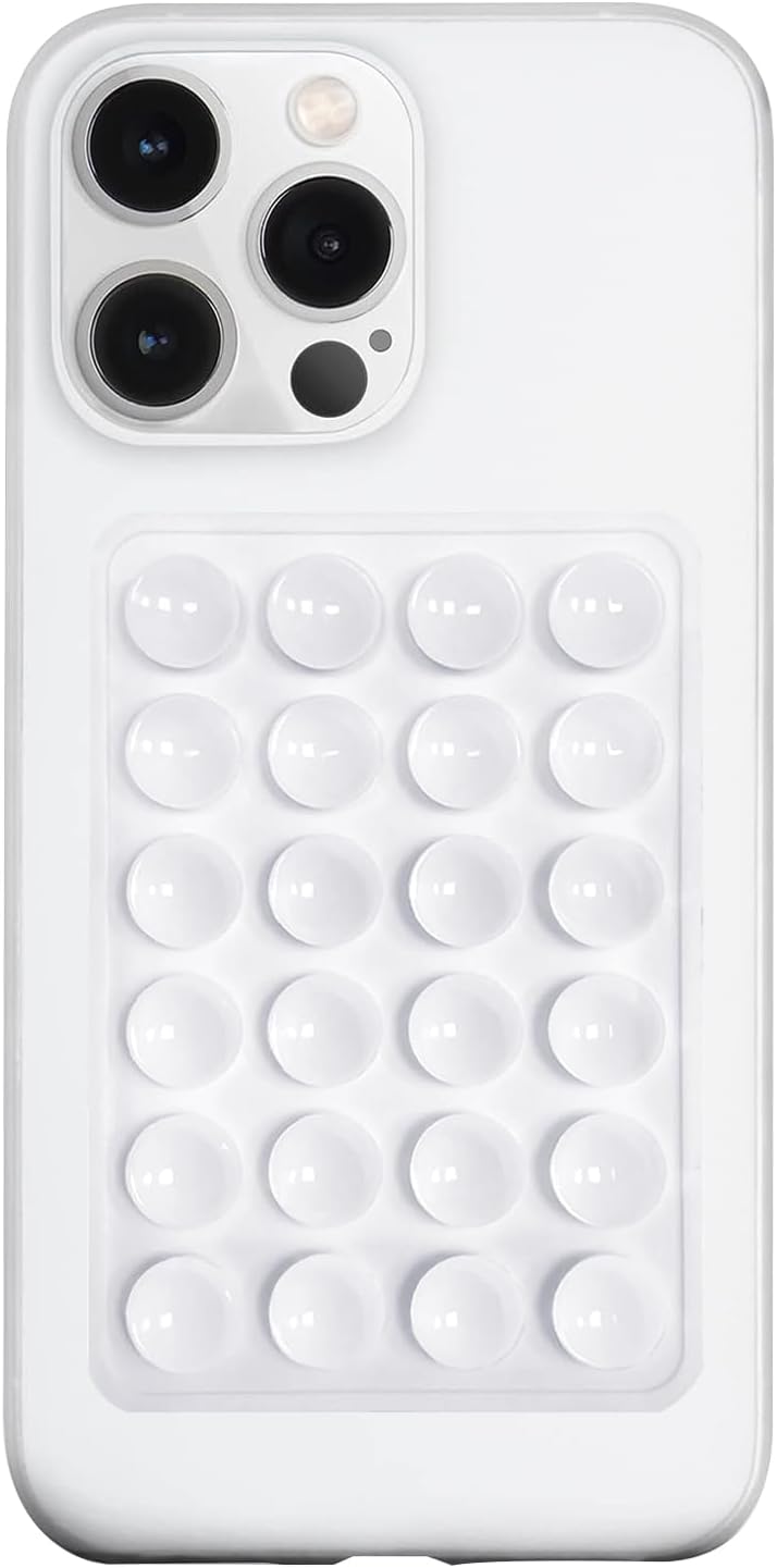 Silicone Suction Phone Case Mount Phone Holder for Smartphones, White | Silicon Adhesive, Phone Accessory, Hands-Free, Mirror, Shower, for Selfies, Tiktok Videos