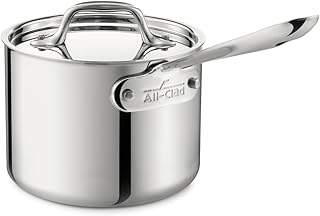 All-Clad D3 3-Ply Stainless Steel Sauce Pan with Lid 2 Quart, Induction, Oven Broiler Safe 600F, Multipurpose, Compatible w/ All Cooktops, For Restaurant or Home Kitchen, Pots & Pans, Cookware, Silver